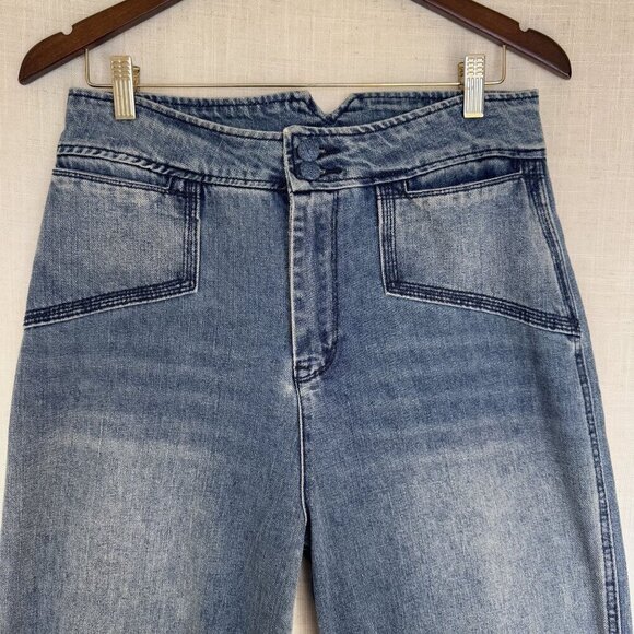 House of Harlow 1960 Stretch Cotton Denim High Rise Wide Leg Retro Jeans Size 30 - Picture 4 of 12